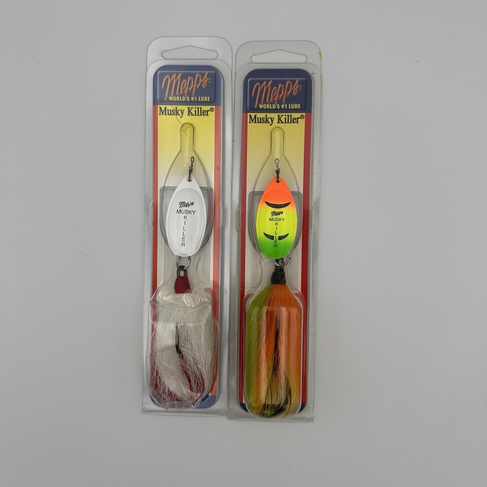 Set of 2 Vintage‎ Mepps Musky Killer Fishing Lures (BM HW-W) & (BM HFT-FT) New